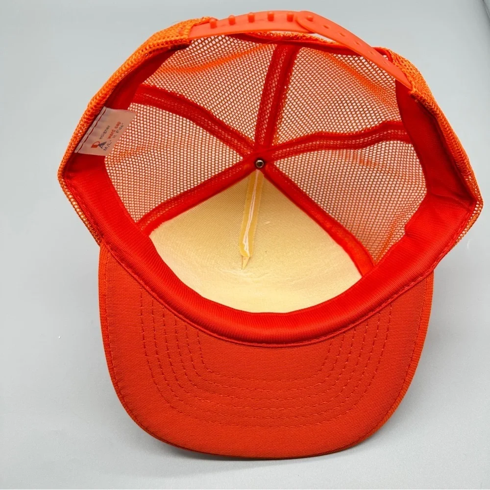 👉 Vintage Pismo Coast Village Trucker Hat – Orange & White Mesh Snapback – Cap